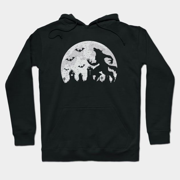 Full Moon Werewolf Graveyard Hoodie by HalloweenTown